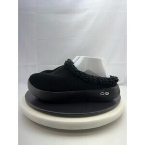Oofos Oocoozie Mule Mens Size 11 Black Sherpa Comfort Recovery Slip On Shoes
